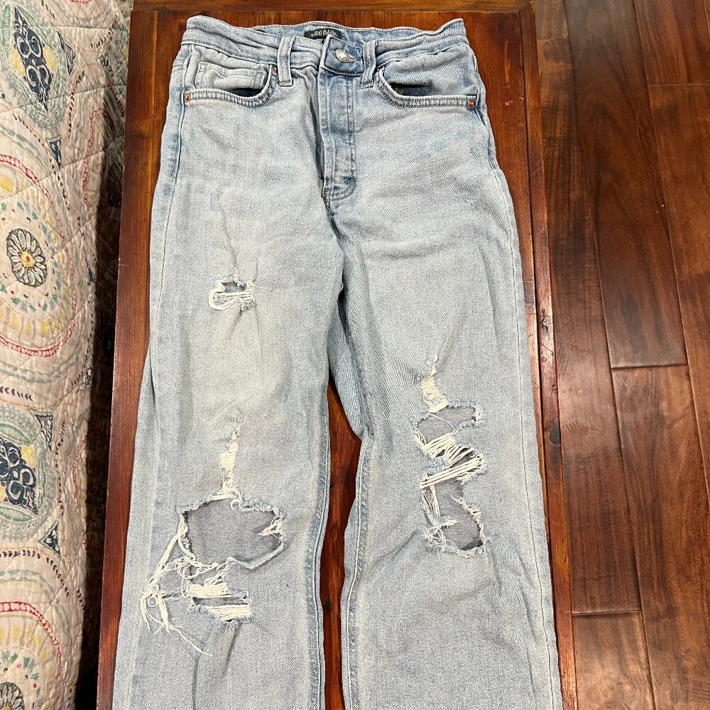 Straight-Leg Ripped Jeans